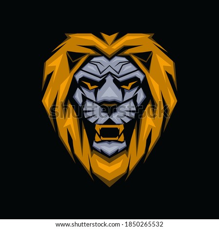 Geometric Lion Mascot, Animal design emblem template for Logo or Tshirt