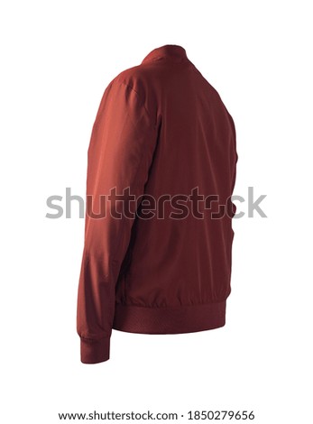 dark red bomber jacket isolated on white background. fashionable casual wear