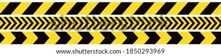 Seamless barrier tape. Construction border. Black and yellow restriction line. Do not cross boundary tape Royalty-Free Stock Photo #1850293969