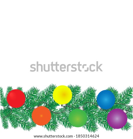 Vector illustration for Christmas theme. Garland with Bright, decorative balls that are painted with the colors of the LGBT community rainbow.