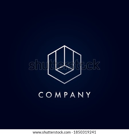 Geometrical Hexagon Line U Letter Logo Apartment Real Estate, Property, hotel and architecture business identity.