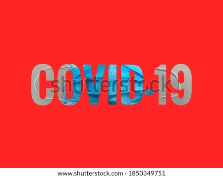 Covid-19 word with red background.