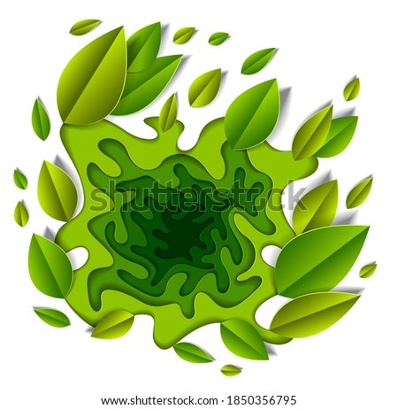 Leaves beautiful design, vector illustration in paper cut style. Anniversary event or greeting card.