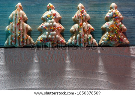 Image of Christmas cookies made in the form of Christmas trees