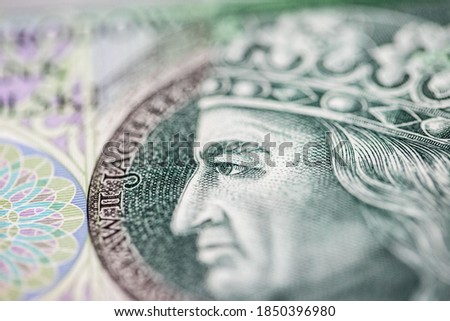 Polish currency, 100 PLN banknote in macro