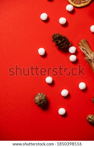 New Year's red background with bright elements