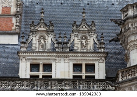 Castle of Blois.The windows in the Gaston d'Orleans wings. Loire Valley,  France