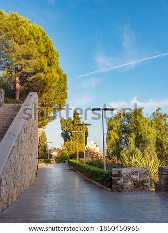 Access stairway to the Gibralfaro path from the Alcazaba of Malaga