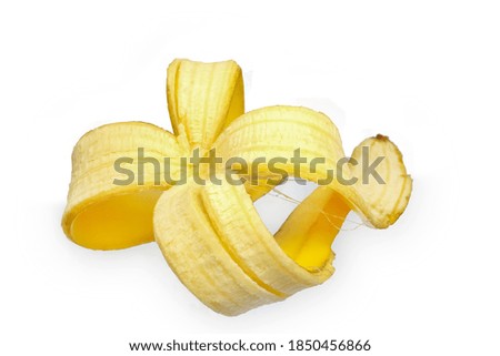 beautiful skin of a banana on white background