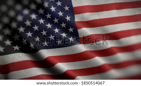 close up waving flag of America. flag symbols of America.