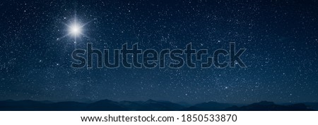 The star shines over the manger of christmas of Jesus Christ. Royalty-Free Stock Photo #1850533870