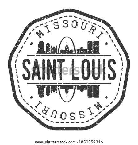 St. Louis, MO, USA Stamp Skyline Postmark. Silhouette Postal Passport. City Round Vector Icon. Vintage Postage Design.