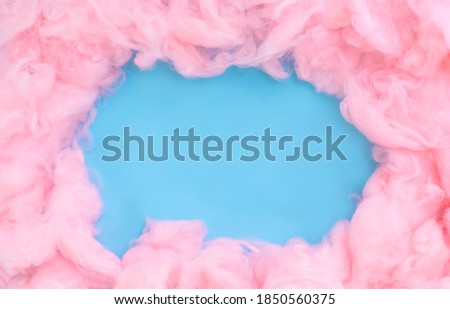 Pink cotton wool background, abstract fluffy soft color sweet candy floss texture with copy space Royalty-Free Stock Photo #1850560375
