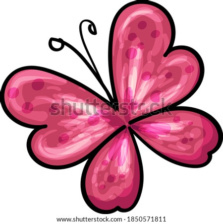 Butterfly isolated, Vector Image with insect in Cartoon style