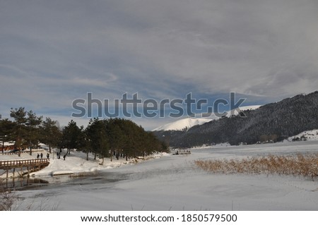 Frozen lake Abant Bolu Turkey