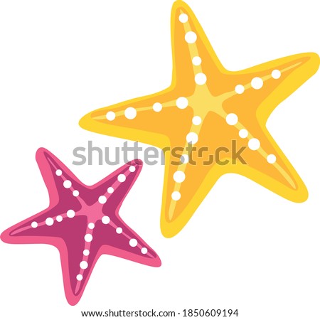 Vector image of cartoon starfish yellow and pink