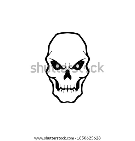 skull head black outline isolated in white background