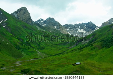 Austrian Alps - view from the footpath from the Stuttgarter Hut to the village of Lech in the Lechtal Alps 