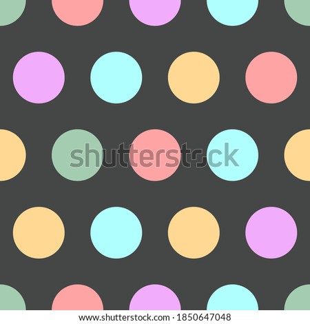 Polka dot seamless simple pattern with colore circles. Background for paper wrapper, sample for textile, fabric, wallpaper. Vector illustration