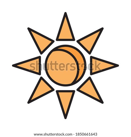 Sun line and fill style icon design, summer nature tropical season holiday sunny weather and energy theme Vector illustration