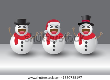 The three snowmen were laughing in a good mood,snowmen vector illustration for design