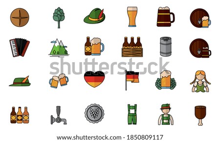 Isolated set group objects october fest icons- Vector