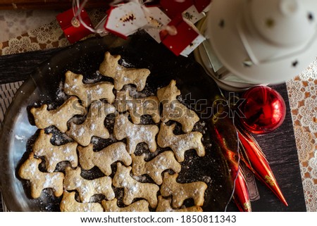 New Year's ginger biscuits on a plate in the form of a bull