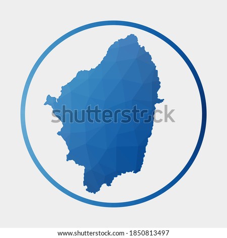 Naxos icon. Polygonal map of the island in gradient ring. Round low poly Naxos sign. Vector illustration.