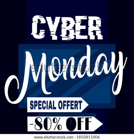 Cyber monday poster. Special offer and sale - Vector