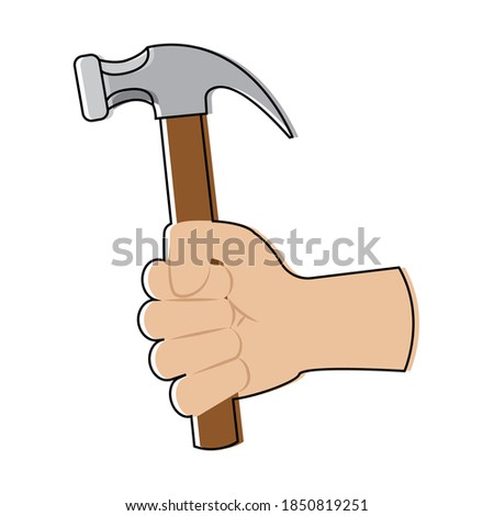 Isolated build hammer activity home with hands icon- Vector