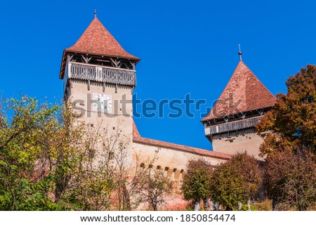 Alma Vii, Sibiu. Saxon fortified church from Transylvania, Romania.