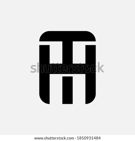Initial letter H, T, HT or TH overlapping, interlock, monogram logo, black color on white background