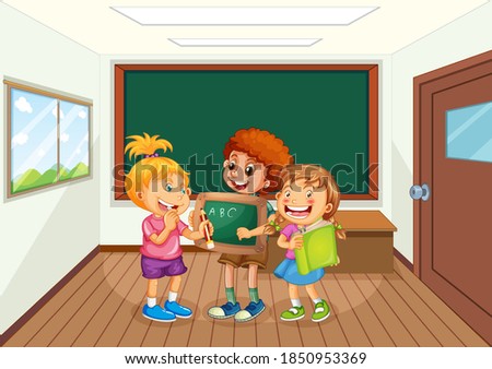 Students in the classroom background illustration