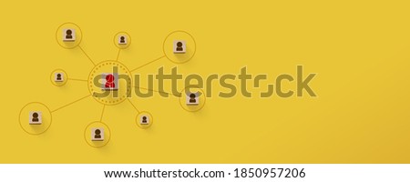 Organization corporate employee structure team business people. Wooden block cube on background with icon human. Panorama image