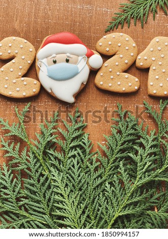 2021 pandemic winter holiday banner with gingerbreads 