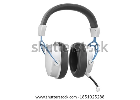 3D rendering of gaming headphones with microphone on white background with clipping path. Concept of cloud gaming and game streaming services