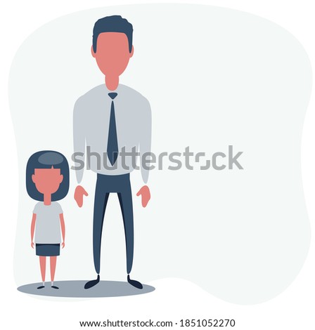 Father with his daughter. Stock vector illustration for poster, greeting card, website, ad, business presentation, advertisement design.