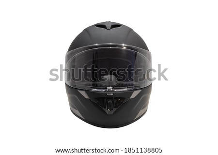 black motorcycle helmet isolated on white background Royalty-Free Stock Photo #1851138805