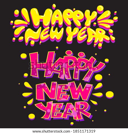 Happy new year typography,Vector illustration. 
Applicable for covers,logo,poster,sticker.