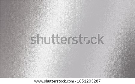 Silver metallic effect foil. Silver texture. Gradient background. Metal surface print. Glitter backdrop. Silver plate. Shine design invitation, wedding greeting, cards, prints. Vector illustration Royalty-Free Stock Photo #1851203287