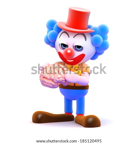 3d render of a clown holding a brain