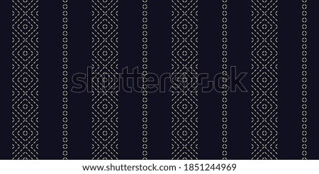Duotone freehand embroidery pattern micro hatch line motif running stitch simple geo design. Seamless embroidered concentric texture allover print block for man shirt, ladies dress fabric, shop window Royalty-Free Stock Photo #1851244969