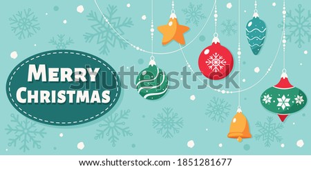 Merry Christmas card. Christmas decorations. Vector illustration.