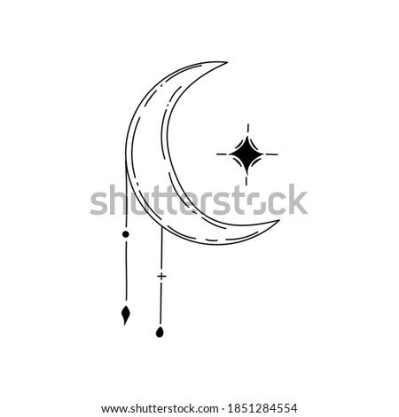 Crescent. Occult. Symbol of occultism. Masons. Mysticism. Witchcraft icon Halloween