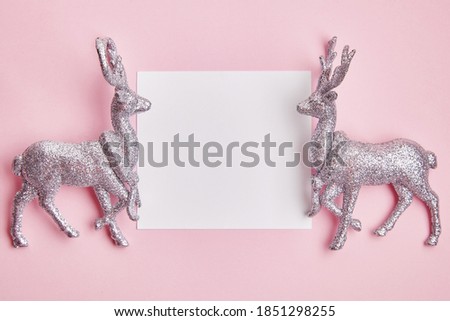 New year toys for greeting card on the red background