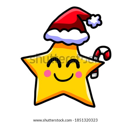 Digital illustration of a adorable happy Christmas star emoticon