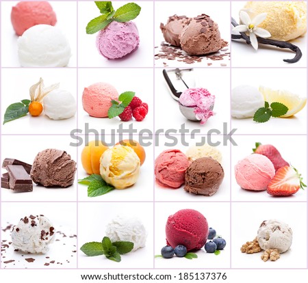 Many different scoops of ice cream
