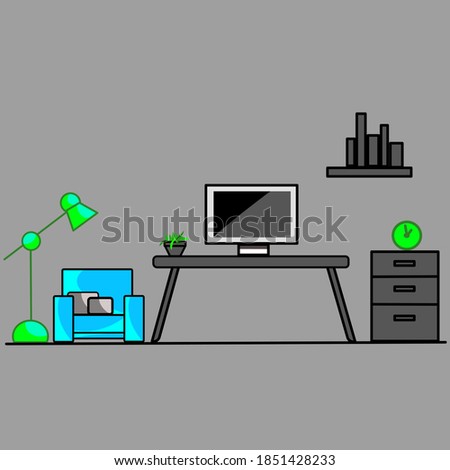 
Computer set vector picture in living room