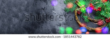 christmas background new year gift festive holidays party new year top view copy space for text rustic