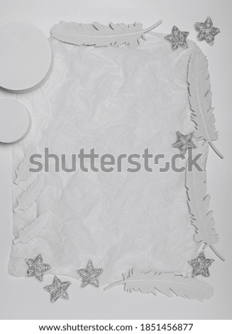 White paper background decor flat lay